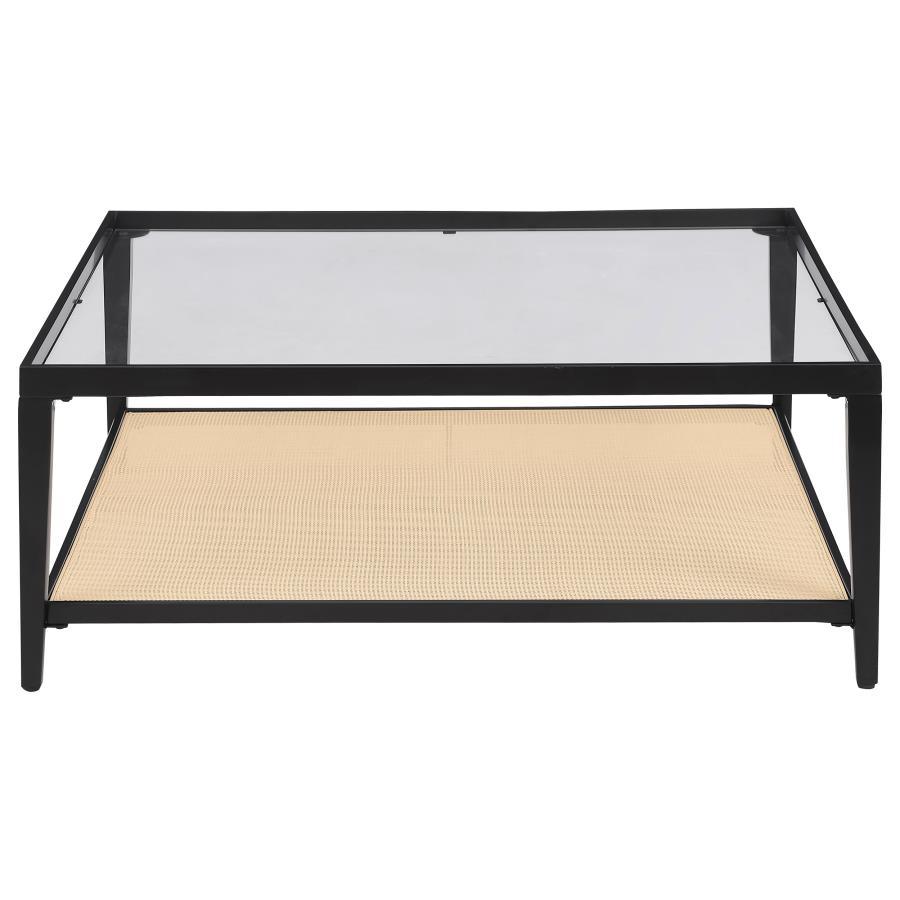 Amherst - Glass Top Metal with Cane Shelf Table End Tables by Coaster Fine Furniture - Walls Furniture & Mattress