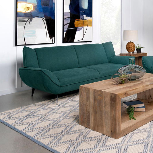 Acton - Upholstered Flared Arm Sofa - Teal Blue Stationary Sofas by Coaster Fine Furniture - Walls Furniture & Mattress
