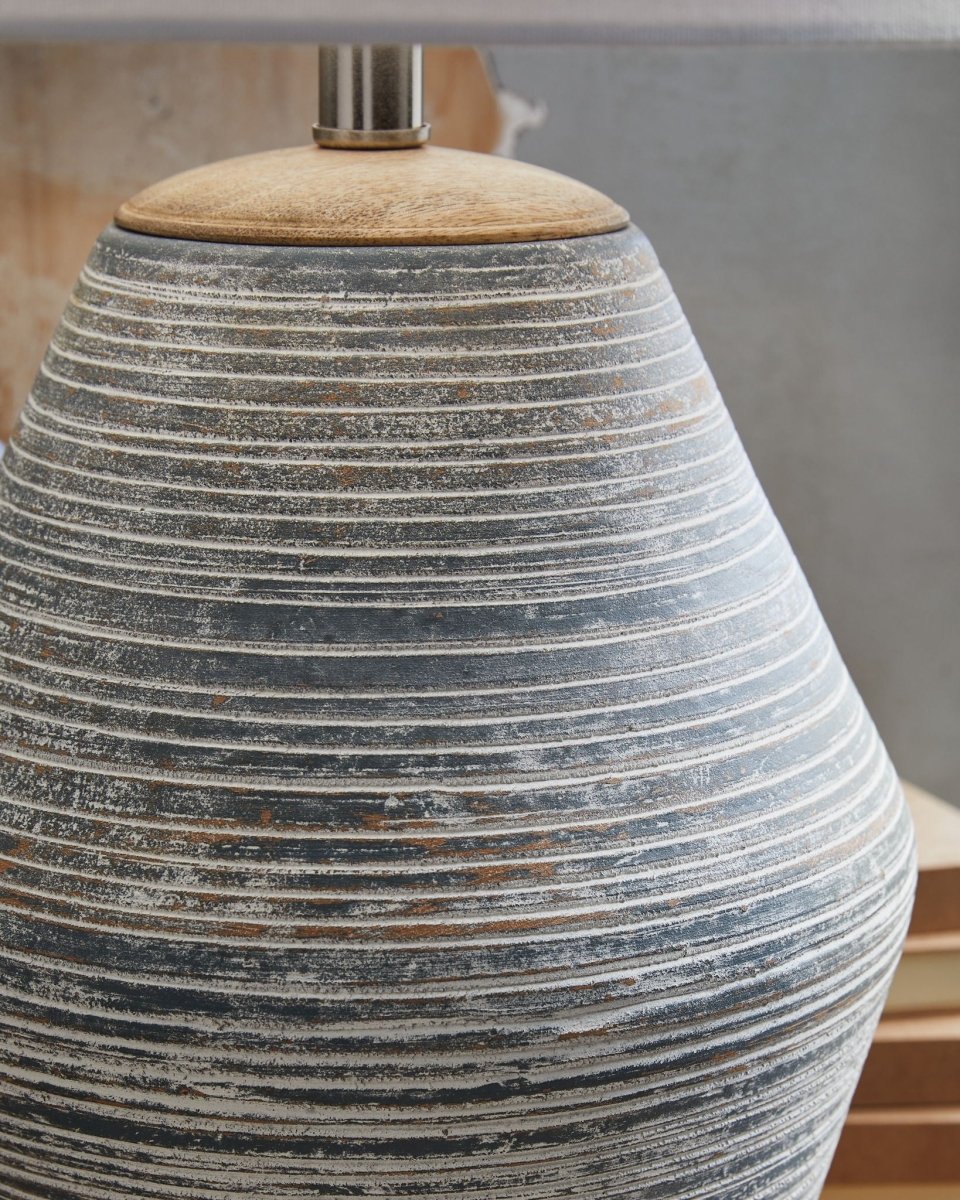 Lawrock - Antique Blue - Terracotta Table Lamp Table Lamps by Signature Design by Ashley® - Walls Furniture & Mattress