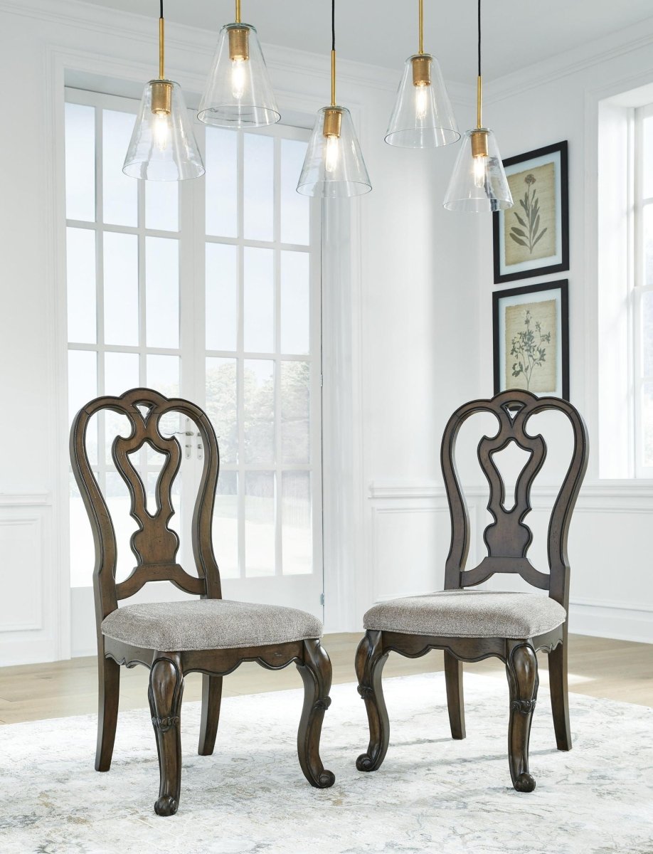 Maylee - Dining Upholstered Side Chair (Set of 2) - Dark Brown Chair Sets by Signature Design by Ashley® - Walls Furniture & Mattress