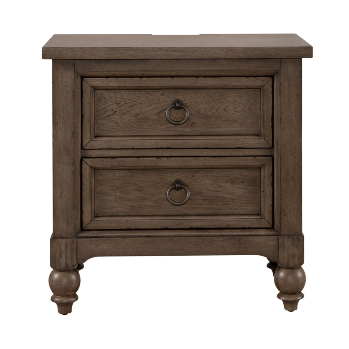 Americana Farmhouse - 2 Drawer Night Stand With Charging Station Nightstands w/ Charging Stations by Liberty Furniture - Walls Furniture & Mattress