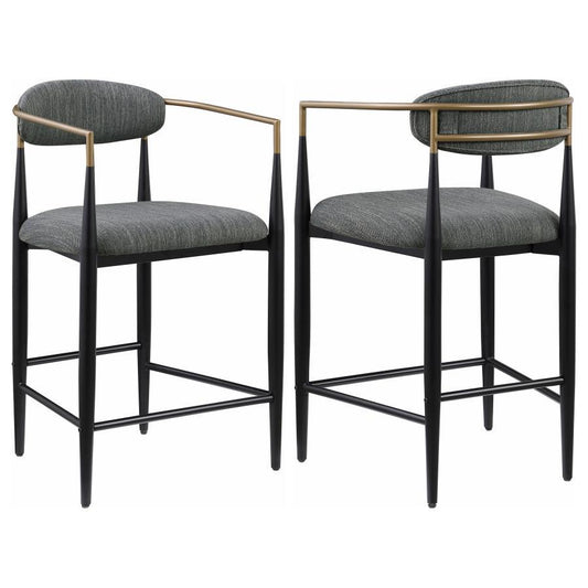 Tina - Metal Counter Height Bar Stool With Upholstered Back And Seat (Set of 2) Stool Sets by Coaster Fine Furniture - Walls Furniture & Mattress