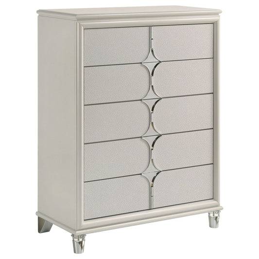 Olivia - 5 - Drawer Bedroom Chest Of Drawers - Pearl White Accent Chests by Coaster Fine Furniture - Walls Furniture & Mattress