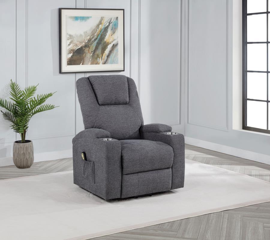 Louie - Chenille Upholstered Power Lift Massage Chair Lift Chairs by Coaster Fine Furniture - Walls Furniture & Mattress