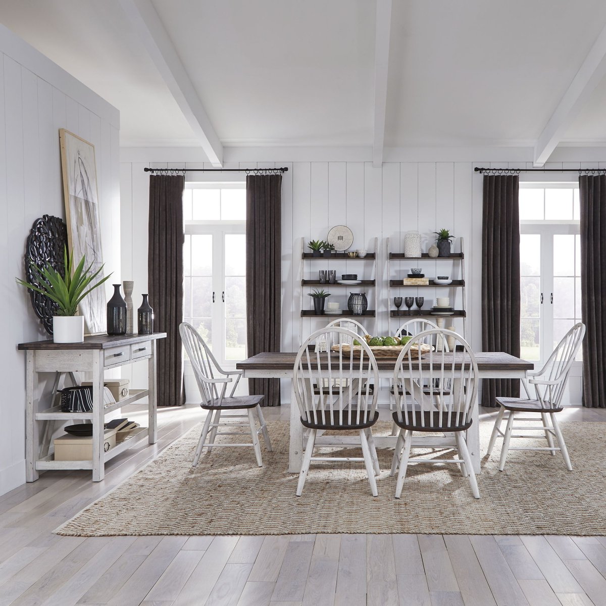 Farmhouse - Trestle Table Set 5 Piece Dining Room Sets by Liberty Furniture - Walls Furniture & Mattress