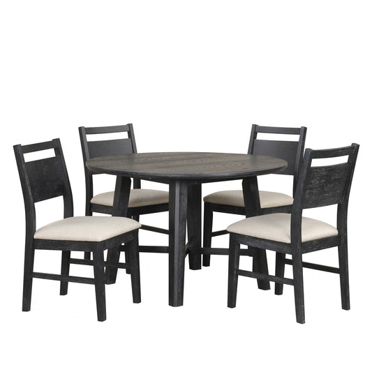 Sable Crest - 5 Piece Set (Round Dining Table & 4 Chairs) - Black