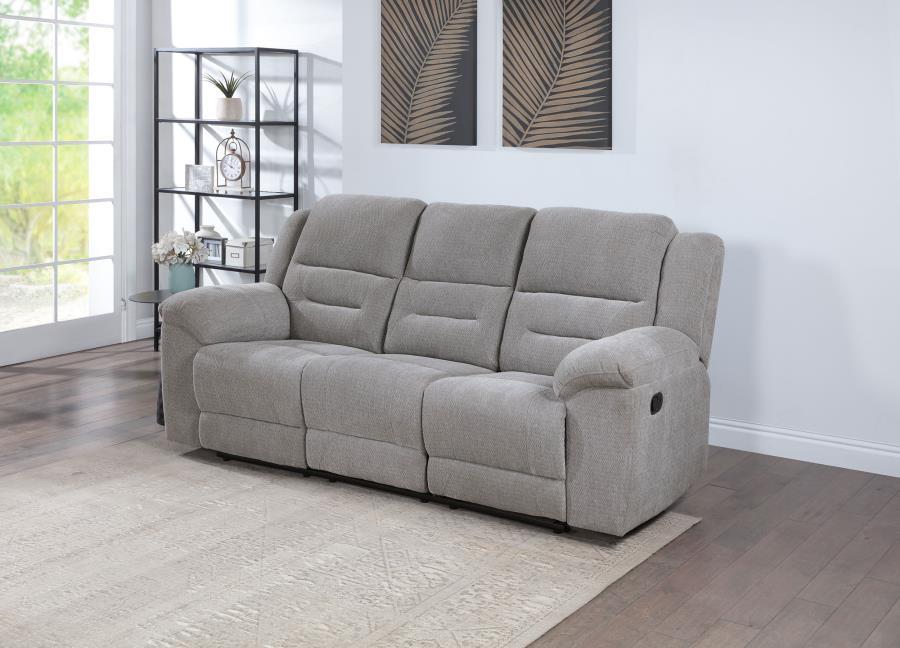 Gilson - Chenille Upholstered Reclining Sofa - Gray Reclining Sofas by Coaster Fine Furniture - Walls Furniture & Mattress
