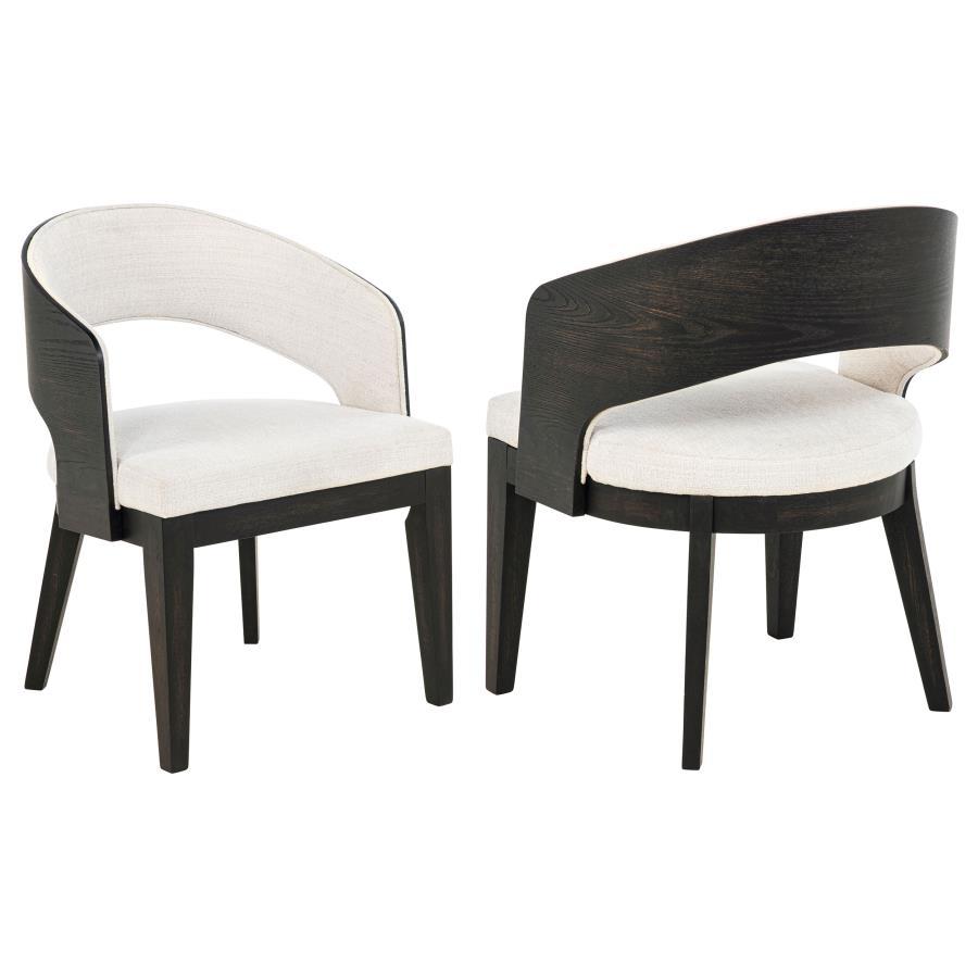 Leandro - Upholstered Dining Arm Chair (Set of 2) - Burnished Black / Cream Chair Sets by Coaster Fine Furniture - Walls Furniture & Mattress