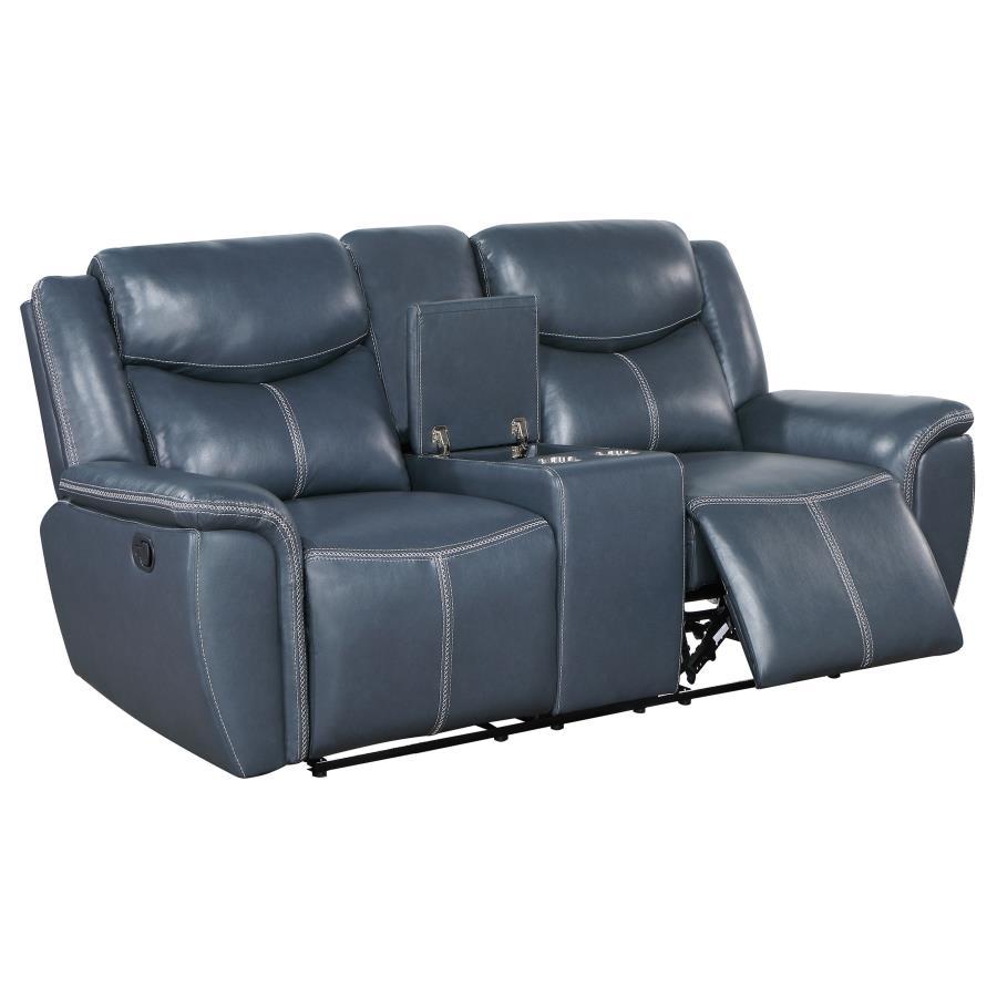 Sloane - Upholstered Padded Arm Reclining Loveseat - Blue Reclining Loveseats by Coaster Fine Furniture - Walls Furniture & Mattress