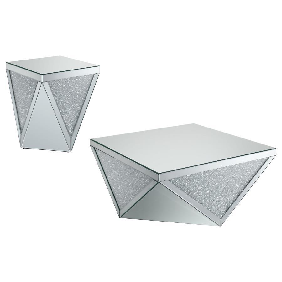 Amore - Mirrored Coffee Table Set Table Sets by Coaster Fine Furniture - Walls Furniture & Mattress