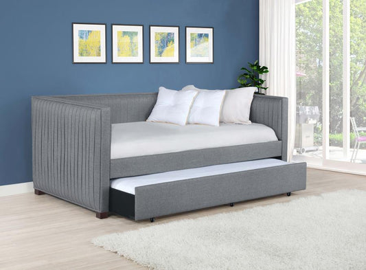 Brodie - Upholstered Twin Daybed With Trundle - Gray Daybeds by CoasterEssence - Walls Furniture & Mattress
