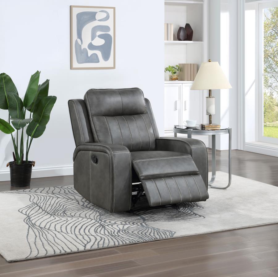 Raelynn - Upholstered Track Arm Recliner Reclining Chairs by Coaster Fine Furniture - Walls Furniture & Mattress