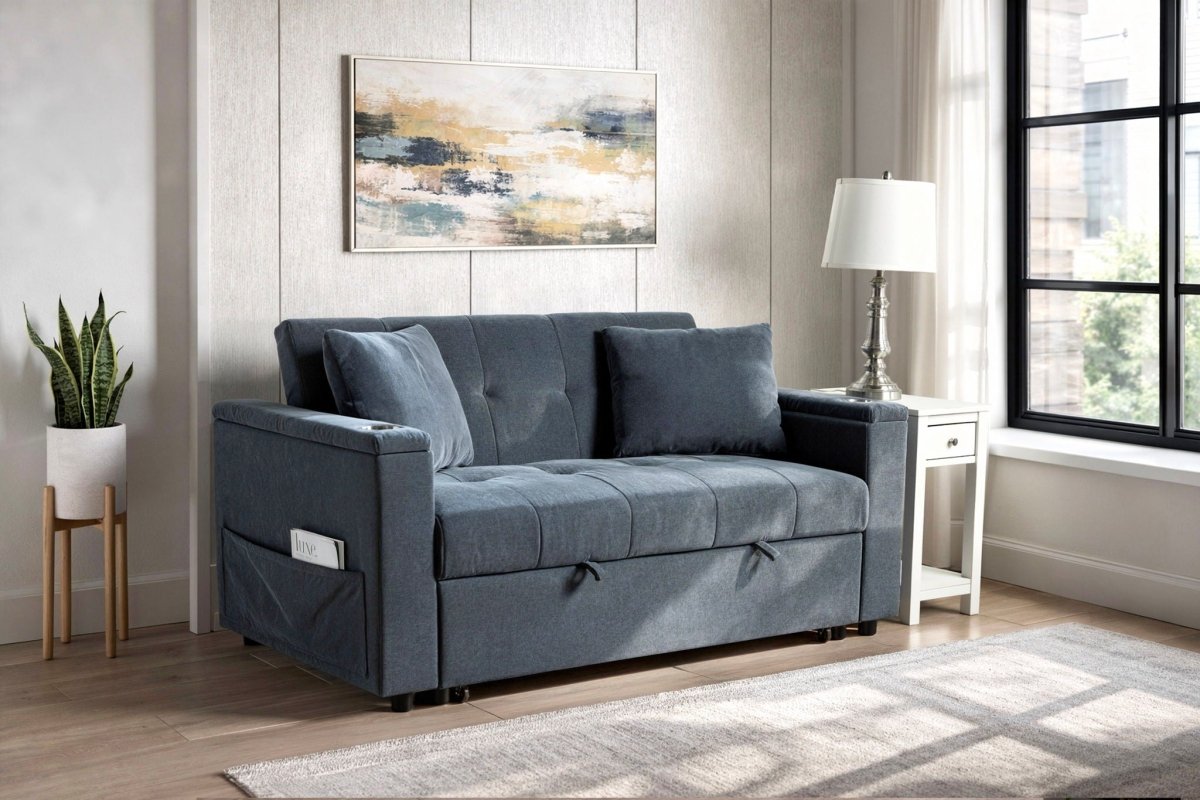 Selby - Pop - Up Sleeper Sofa - Blue Sleeper Sofas by New Classic - Walls Furniture & Mattress