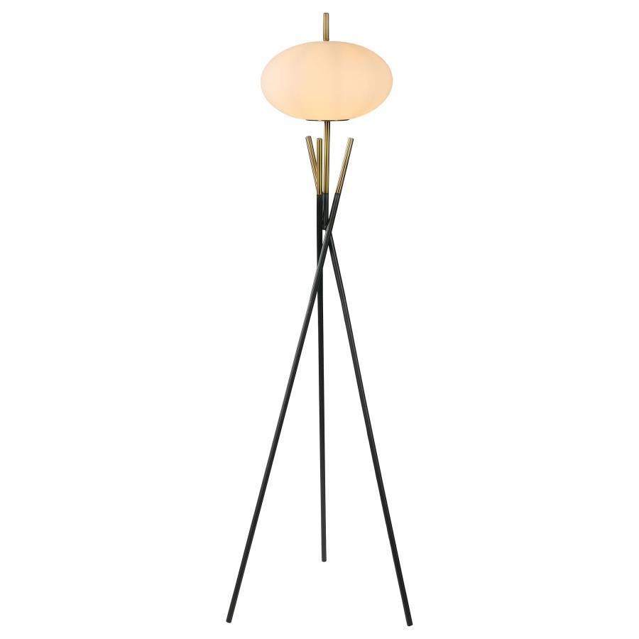 Layton - White Orb Shade Tripod Floor Lamp - Black Floor Lamps by Coaster Fine Furniture - Walls Furniture & Mattress