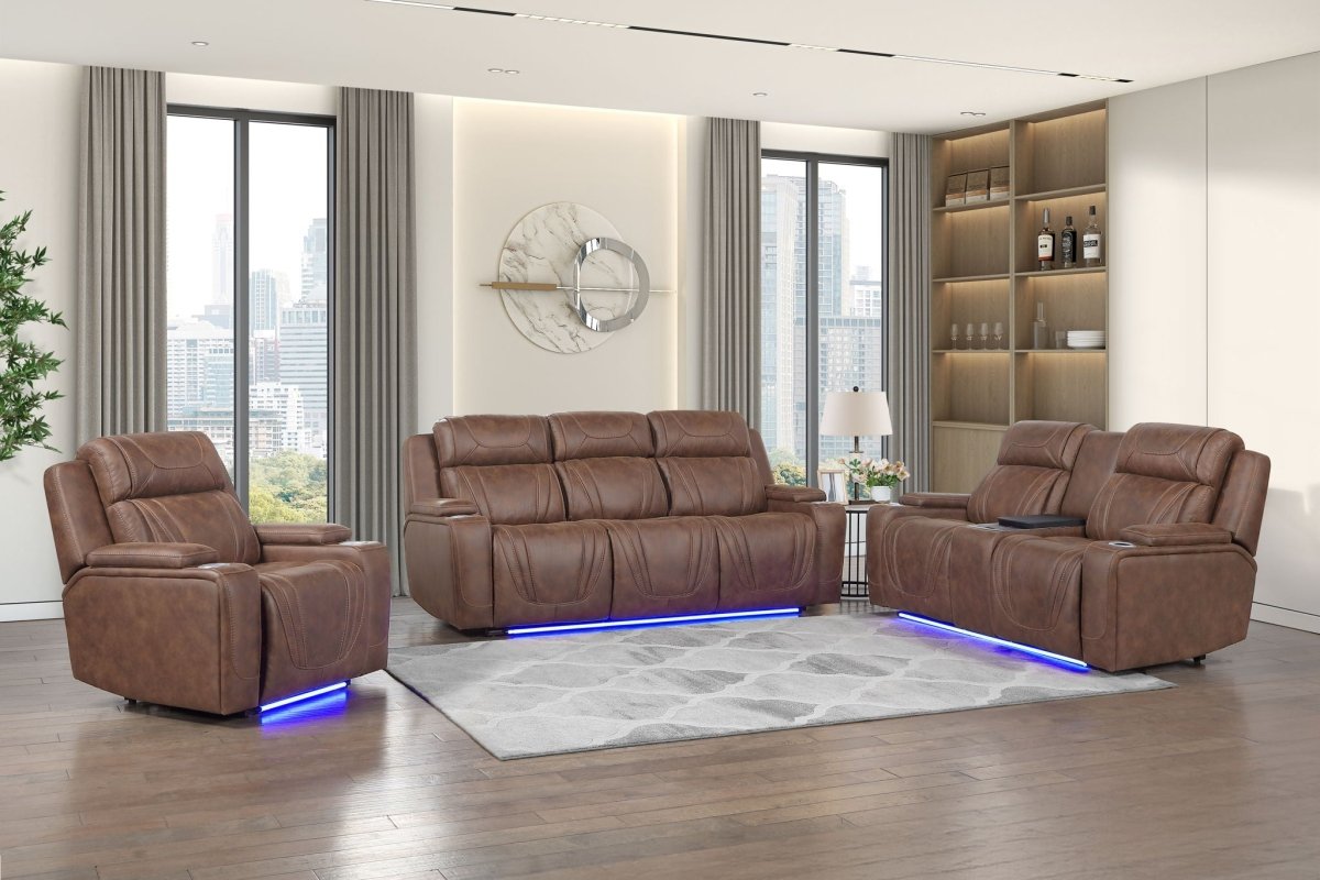 Carrow - Glider Recliner With Power Headrest & Footrest, Stereo, Massage - Brown Glider Chairs by New Classic - Walls Furniture & Mattress