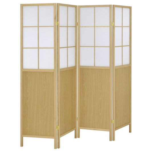 Edwards - 4 - Panel Room Divider Folding Shoji Screen - Natural Room Dividers by Coaster Fine Furniture - Walls Furniture & Mattress