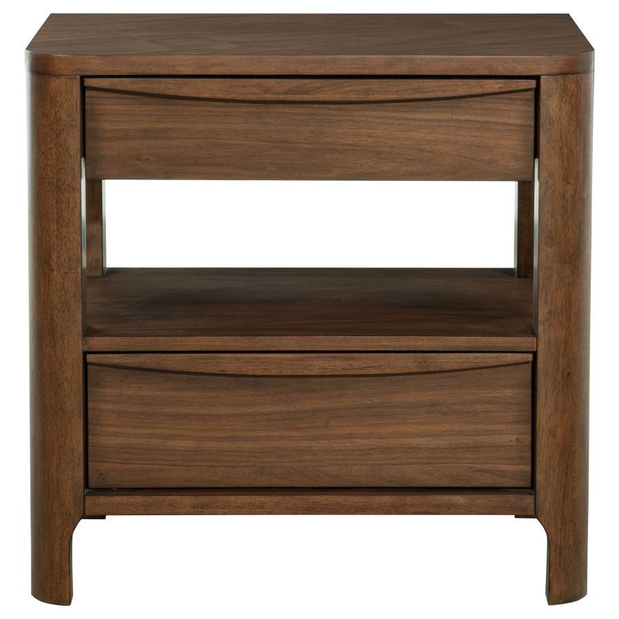 Maderia - 2 - Drawer Nightstand Bedside Table - Walnut Accent Nightstands by Coaster Fine Furniture - Walls Furniture & Mattress