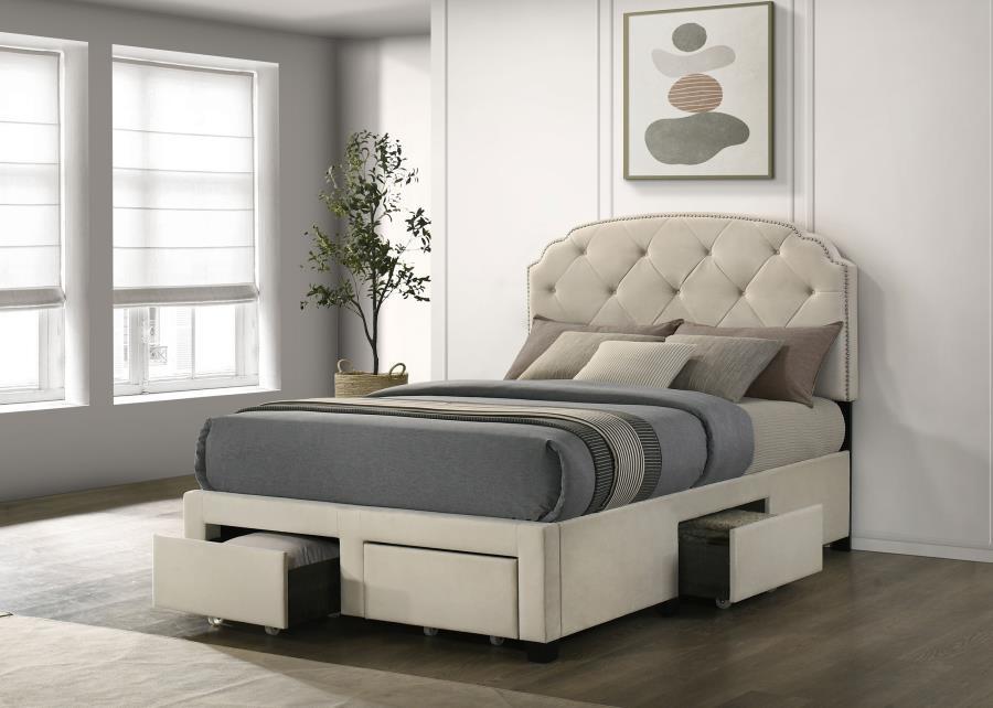 Marianna - 4 - Drawer Upholstered Storage Bed Storage Beds by Coaster Fine Furniture - Walls Furniture & Mattress