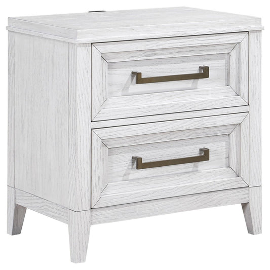 Marielle - 2 - Drawer Nightstand Bedside Table - Distressed White Accent Nightstands by CoasterEveryday - Walls Furniture & Mattress