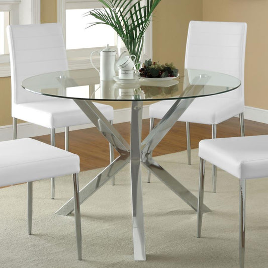 Vance - Round Glass Top Asterisk Dining Table - Chrome Dining Tables by CoasterEveryday - Walls Furniture & Mattress