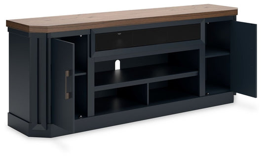 Landocken - XL TV Stand W/Fireplace Option - Brown / Blue TV Stands by Signature Design by Ashley® - Walls Furniture & Mattress