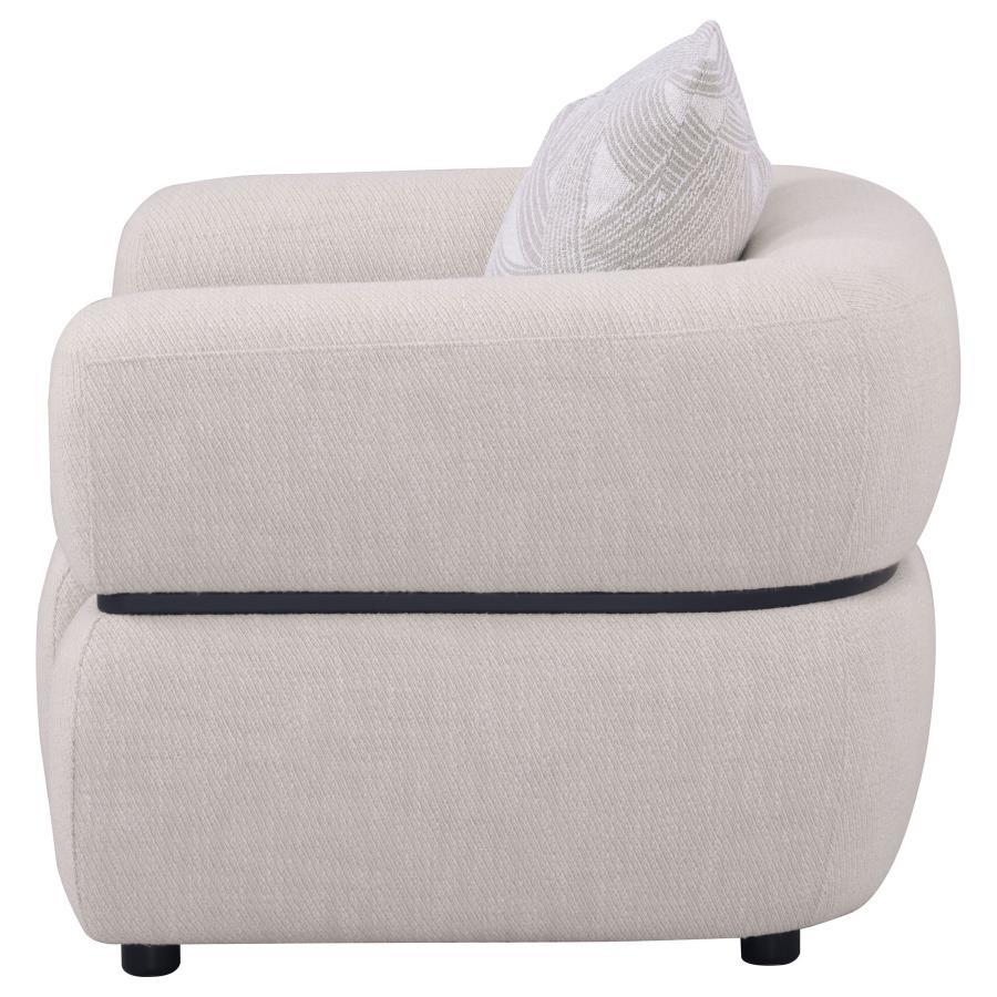 Jeanette - Fabric Upholstered Round Arm Accent Chair - Beige Arm Chairs by Coaster Fine Furniture - Walls Furniture & Mattress