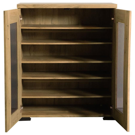 Bristol - 6 - Shelf Engineered Wood Shoe Cabinet - Golden Oak Shoe Cabinets by CoasterEveryday - Walls Furniture & Mattress