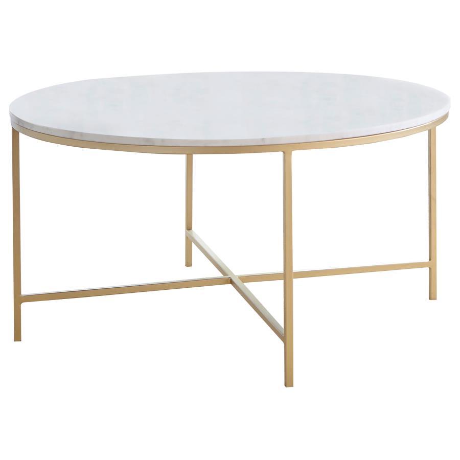 Ellison - Round Marble Coffee And End Table Set Table Sets by Coaster Fine Furniture - Walls Furniture & Mattress
