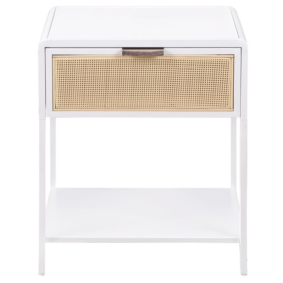 Amherst - 1 - Drawer Radio Weave Rattan Metal Side Table Side Tables by Coaster Fine Furniture - Walls Furniture & Mattress