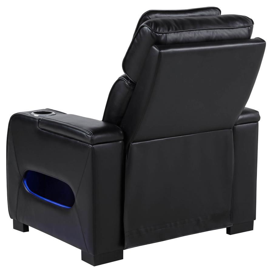 Zuma - Faux Leather Upholstered Dual Power LED Recliner - Black Reclining Chairs by Coaster Fine Furniture - Walls Furniture & Mattress