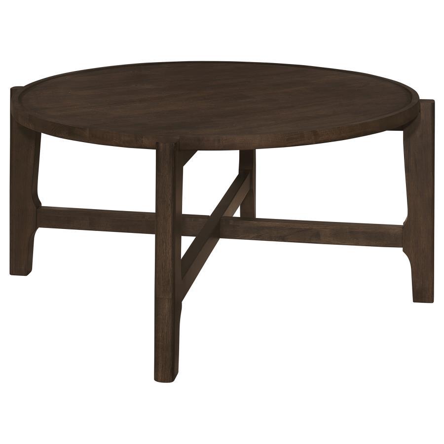 Cota - Round Solid Wood Coffee Table - Dark Brown Coffee Tables by Coaster Fine Furniture - Walls Furniture & Mattress