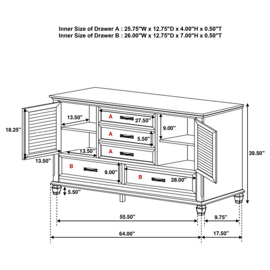 Franco - 5 - Drawer Dresser Dressers by CoasterEssence - Walls Furniture & Mattress