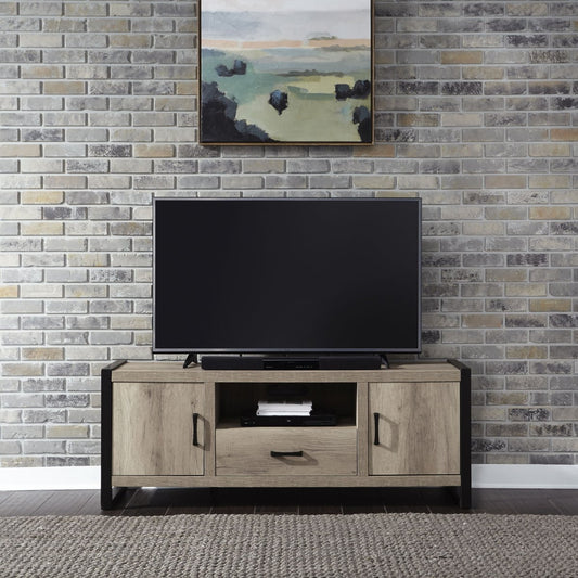 Sun Valley - 64" TV Console With Faux Metal - Light Brown TV Stands by Liberty Furniture - Walls Furniture & Mattress
