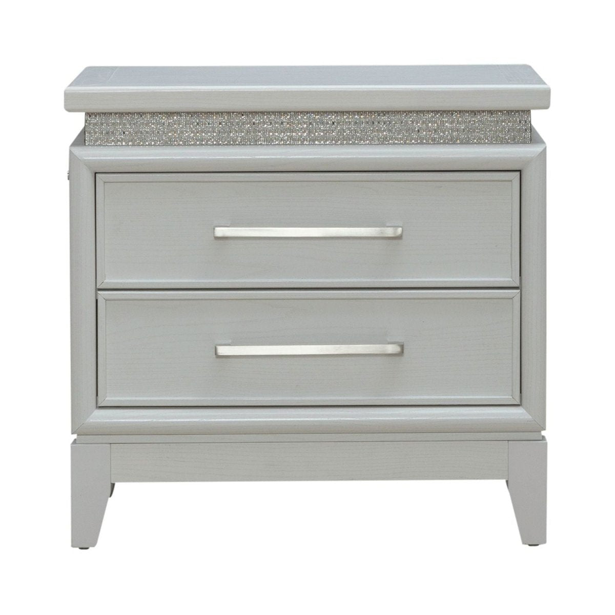 Reflections - Nightstand With Lights and Charging Station - White Nightstands w/ Charging Stations by Liberty Furniture - Walls Furniture & Mattress