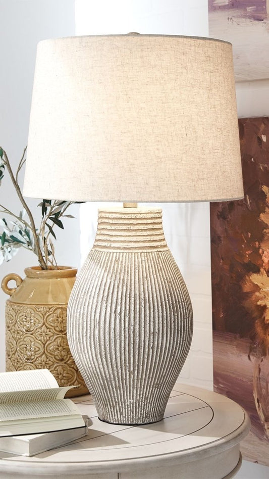 Layal - Paper Table Lamp - Beige Table Lamps by Signature Design by Ashley® - Walls Furniture & Mattress