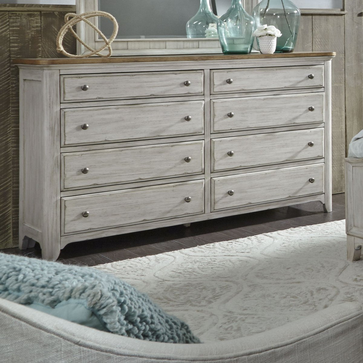 Farmhouse Reimagined - 8 Drawer Dresser - White Dressers by Liberty Furniture - Walls Furniture & Mattress