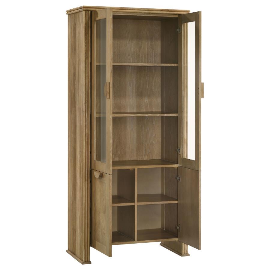 Adina - Tall Display Cabinet - Distressed Light Brown Display Cabinets by Coaster Fine Furniture - Walls Furniture & Mattress