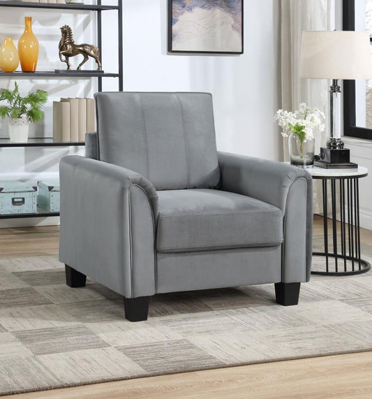 Davis - Upholstered Rolled Arm Accent Chair - Gray Arm Chairs by Coaster Fine Furniture - Walls Furniture & Mattress