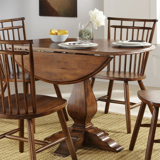 Creations - Round Drop Leaf Table - Dark Brown Dining Tables by Liberty Furniture - Walls Furniture & Mattress