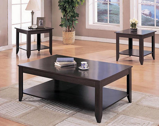 Brooks - 3 Piece Rectangular Coffee Table Set - Cappuccino Table Sets by CoasterEssence - Walls Furniture & Mattress