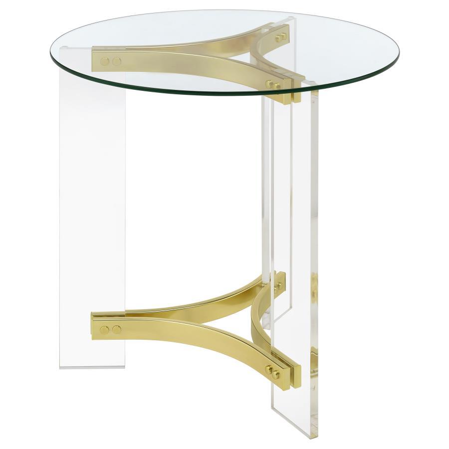 Janessa - Round Glass Top Acrylic Leg Table End Tables by Coaster Fine Furniture - Walls Furniture & Mattress