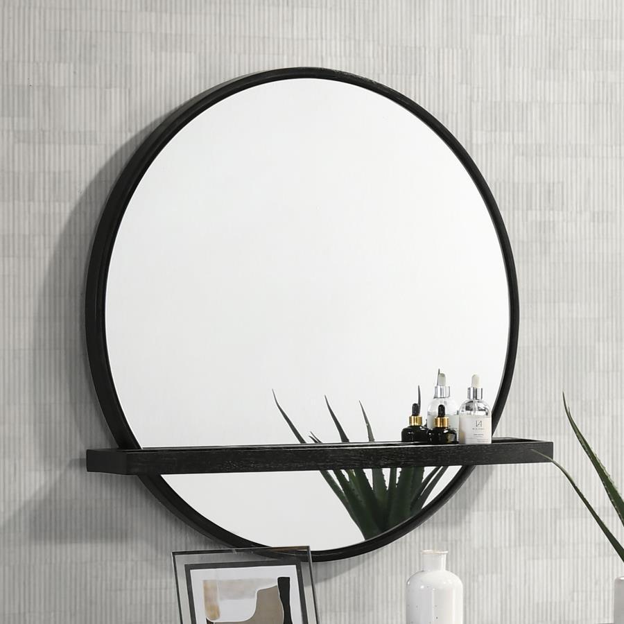 Arini - Round Vanity Wall Mirror With Shelf Vanity Mirrors by CoasterElevations - Walls Furniture & Mattress