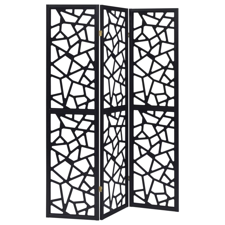 Nailan - 3 - Panel Room Divider Folding Screen Open Mosaic - Black Room Dividers by CoasterEveryday - Walls Furniture & Mattress