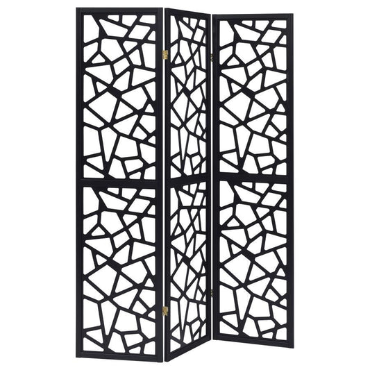 Nailan - 3 - Panel Room Divider Folding Screen Open Mosaic - Black Room Dividers by CoasterEveryday - Walls Furniture & Mattress