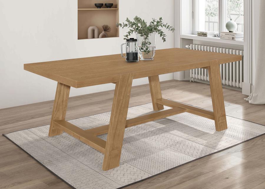 Sharon - Rectangular Wood Trestle Dining Table - Brown Dining Tables by Coaster Fine Furniture - Walls Furniture & Mattress