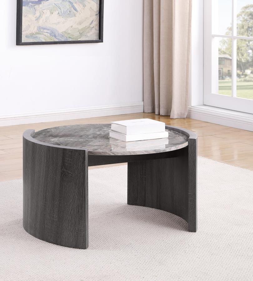 Gladstone - Round Faux Marble Top Table End Tables by Coaster Fine Furniture - Walls Furniture & Mattress