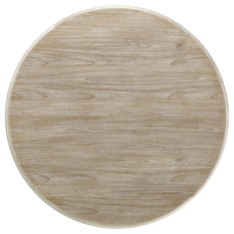 Trofello - Round Pedestal Dining Table - White Washed Dining Tables by Coaster Fine Furniture - Walls Furniture & Mattress
