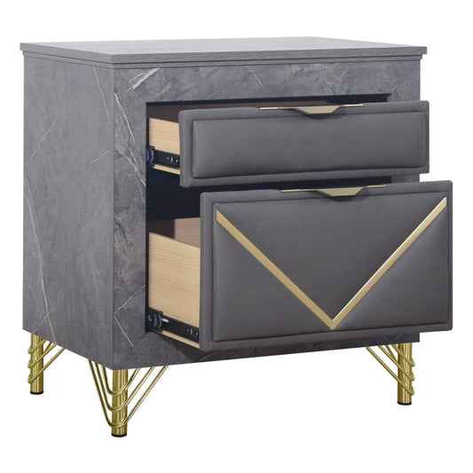 Symmetry - 2 Drawer Nightstand - Charcoal Accent Nightstands by New Classic - Walls Furniture & Mattress