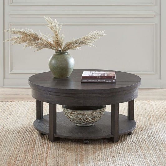Weston - Round Lift Top Cocktail Table - Brown Cocktail Tables by Liberty Furniture - Walls Furniture & Mattress