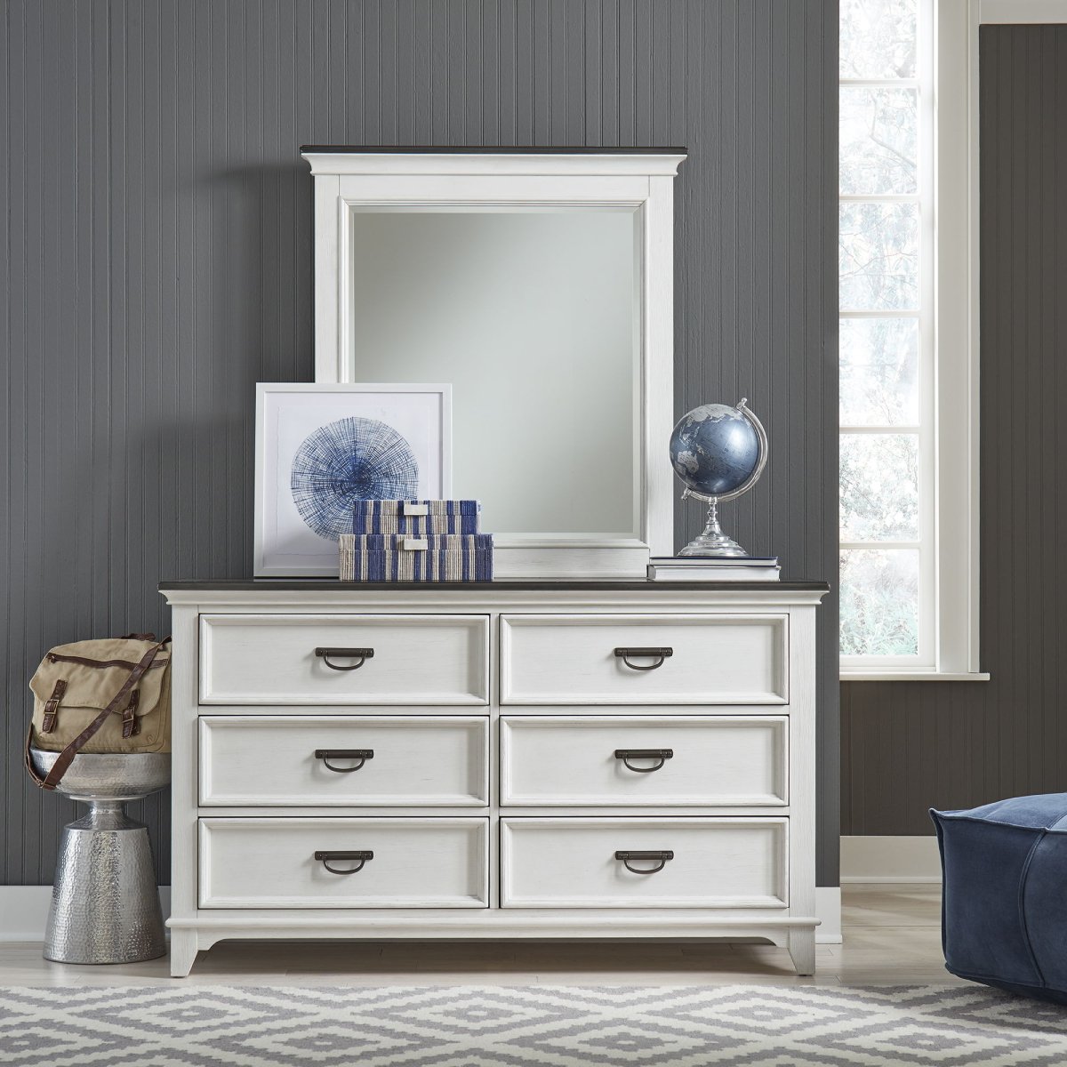 Allyson Park - Dresser & Mirror (6 Drawer Dresser) - White Dresser & Mirror by Liberty Furniture - Walls Furniture & Mattress